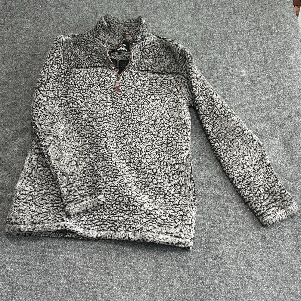 ALPINE SHERPA Womens Size Small 1/4 ZIP PULLOVER Long‎ Sleeve Gray Plush Warm